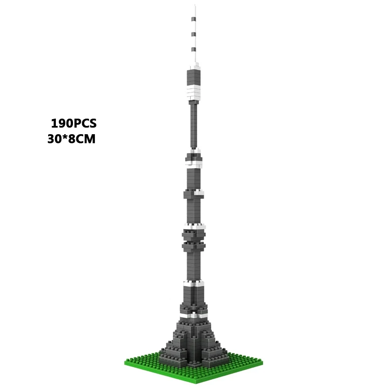 

Hot world famous architecture micro diamond building block Russia Moscow ostankino tower bricks nanoblock toys collection gifts
