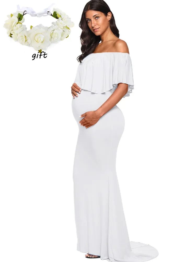 Одежда для беременных; платья для фотосессии с v-образным вырезом; длинное платье с длинными рукавами