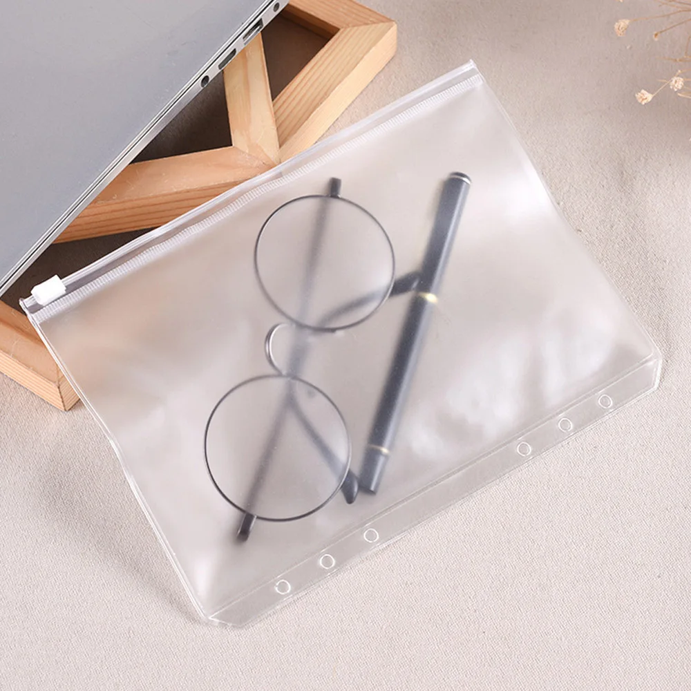 

12PCS A5 Size Waterproof Transparent PVC Document File Paper Binder Loose Leaf Pockets Folders Bags for School Office Supplies