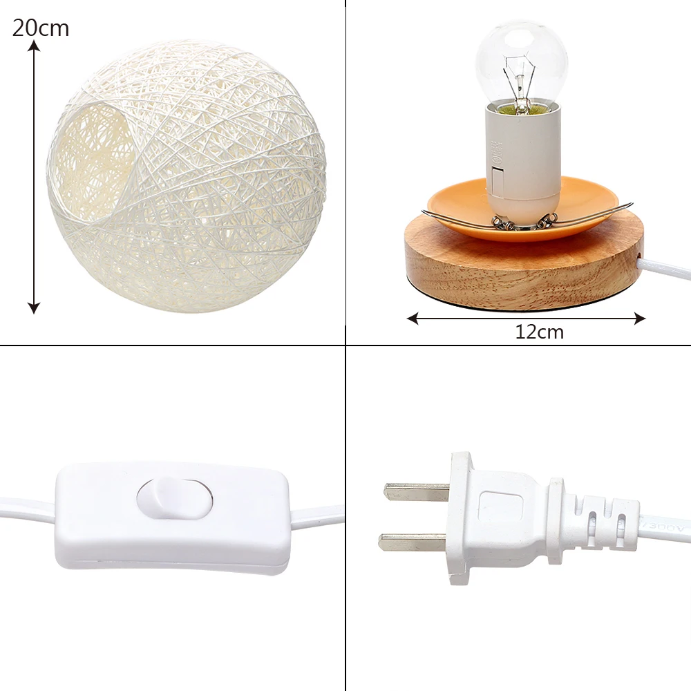 Itimo нам плагин древесины ротанга мяч Дизайн светодиодный ночник для Спальня украшения с E27 лампа настольная лампа