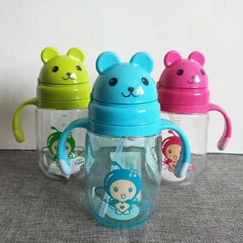 

350ml Baby Learning Drinking Water Bottles Feeding Sippy Cups With Handles And Strap Newborns Kids Cute Cartoon Leakproof Cup