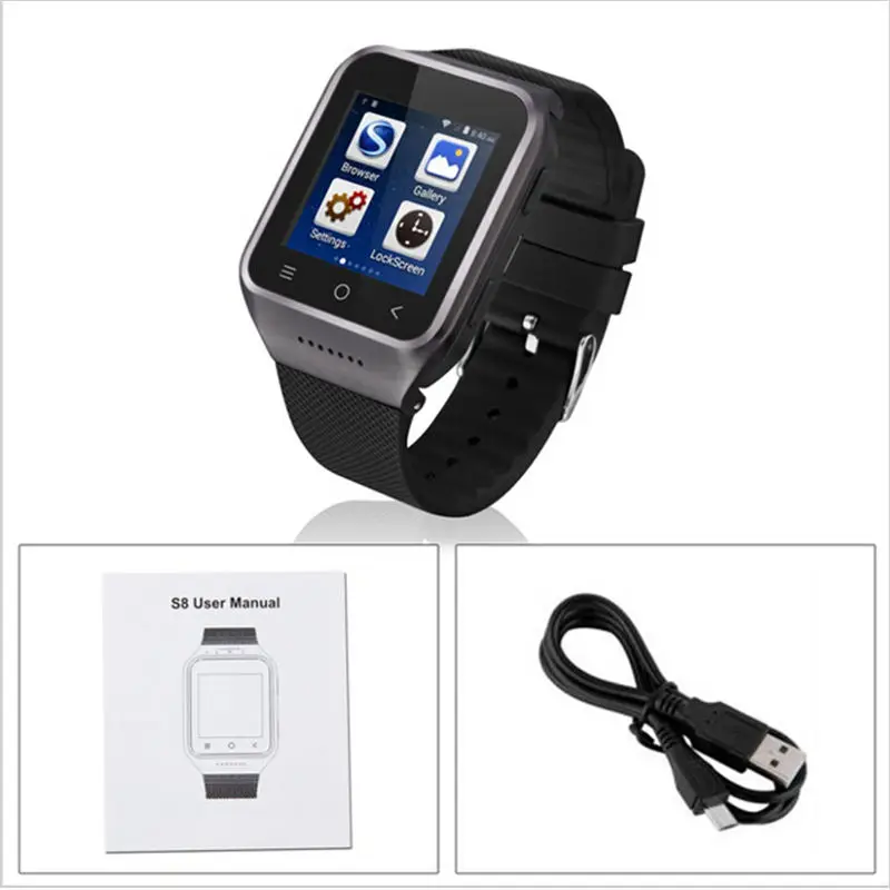 Android 4.4 Dual Core Smart Watch ZGPAX S8 Wristwatch Mobile Phones Smartwatch Supports GSM 3G WCDMA Bluetooth 4.0 Wifi Camera