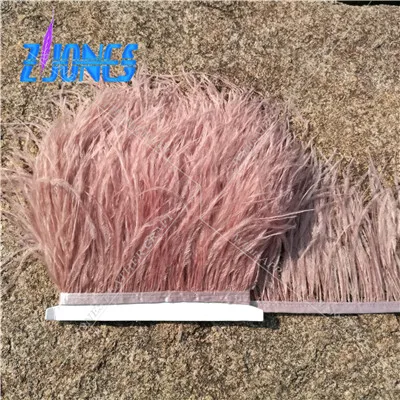 Кожа розовый цвет обрезки страусовых перьев 10 ярдов/партия окрашенная ленты из страусиных перьев/10-15 см страусиные перья высокое качество - Цвет: leater pink