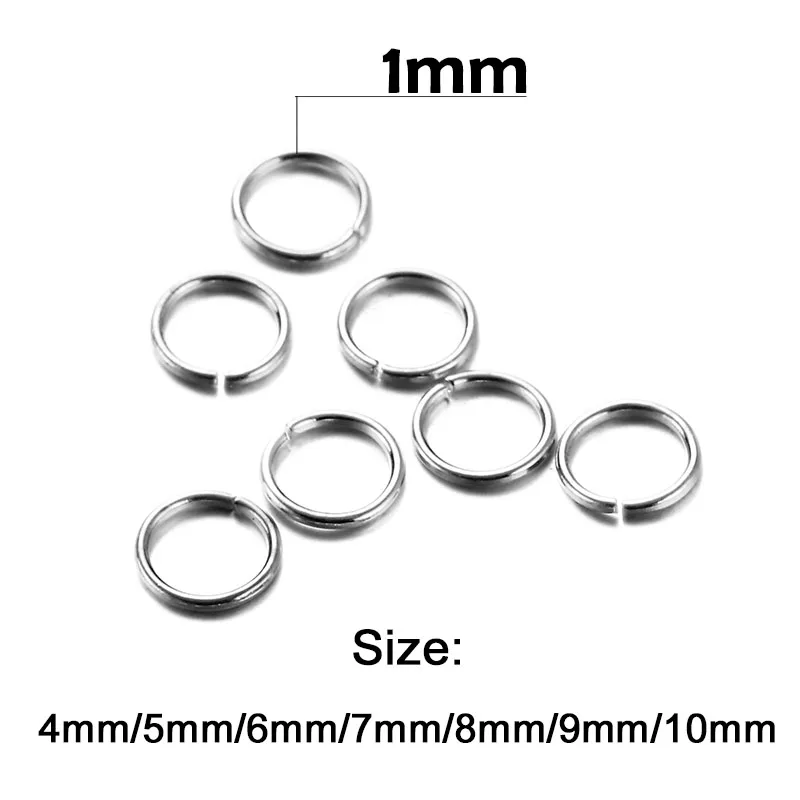 300 шт./лот, 4 мм, 5 мм, 6 мм, 7 мм, 8 мм, 9 мм, 10 мм, стальное круглое Открытое кольцо, кольцо, кольцо для самостоятельного изготовления ювелирных изделий