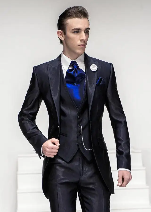 Latest-Coat-Pant-Designs-Italian-Navy-Blue-Satin-Men-Prom-Suit-Custom ...