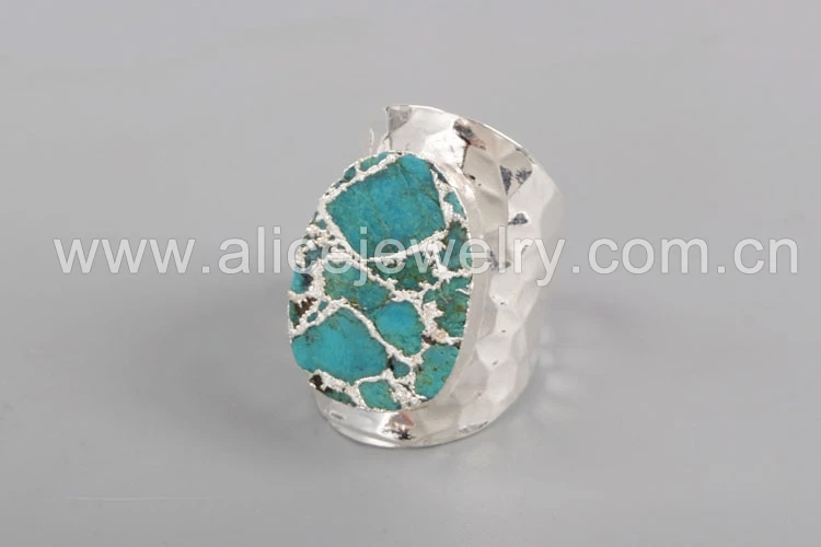BOROSA кольцо с натуральным голубым камнем, друзовидный камень, кольцо, ювелирные изделия для женщин, подарки для свадьбы S1284
