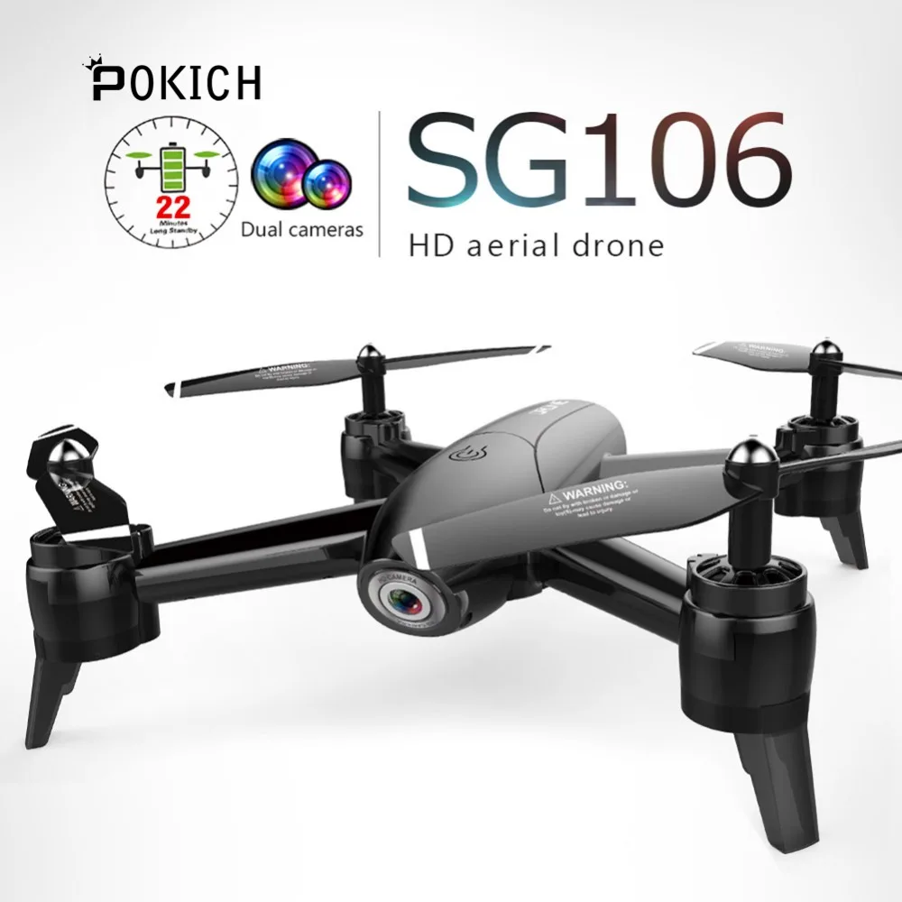 

Pokich SG106 Drone 2.4Ghz 4CH WiFi FPV Optical Flow Dual 720P HD Camera RC Helicopter Follow-up Headless Mode Quadcopter