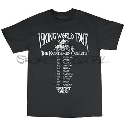 

Vikings World Tour T-Shirt 100% Cotton Ragnar Lothbrook Heavy Metal Valhalla