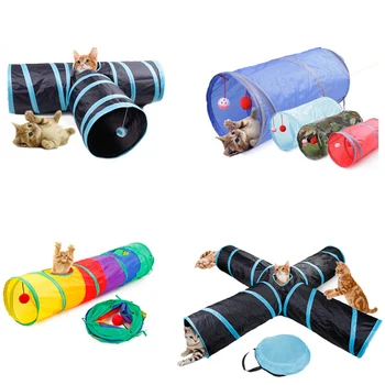 

Funny cat tunnel four-tunnel Puzzle small animal toys rabbit Hamster holes foldable cat pet tunnel house 4 style Cat Toys