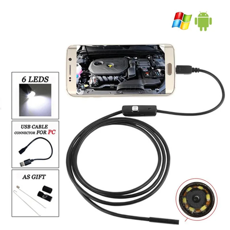 

1M/1.5M/2M/3.5M/5M 5.5mm Lens Diameter Waterproof USB endoscope camera LED Borescope for android smartphone computer