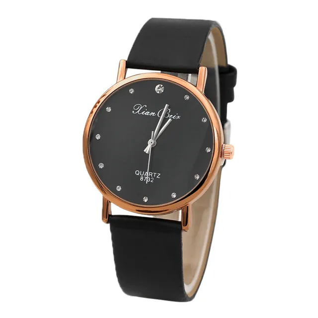 Fashion Style Women's Diamond Case Leatheroid Band Round Dial Quartz Wrist Watch Fashion Style Women's Diamond Case Leatheroid Band Round Dial Quartz Wrist Watch