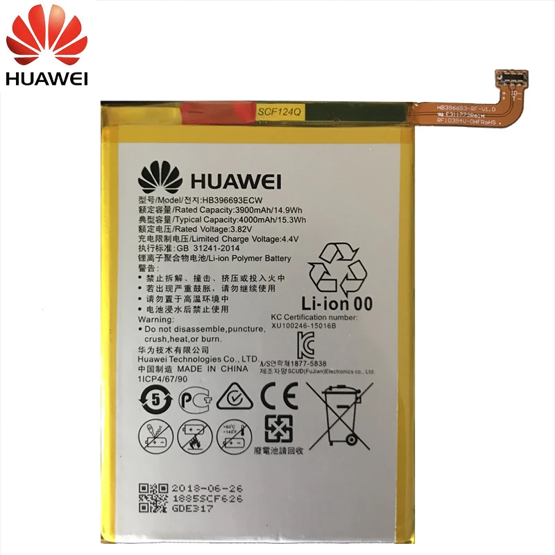 Huawei телефон Батарея HB396693ECW для huawei Коврики 8 NXT-AL10 NXT-TL00 NXT-CL00 NXT-DL00 замены батареи 3900 mAh