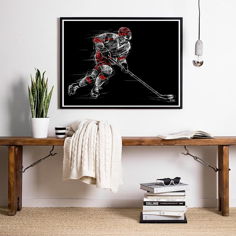 Ice hockey player wall art print