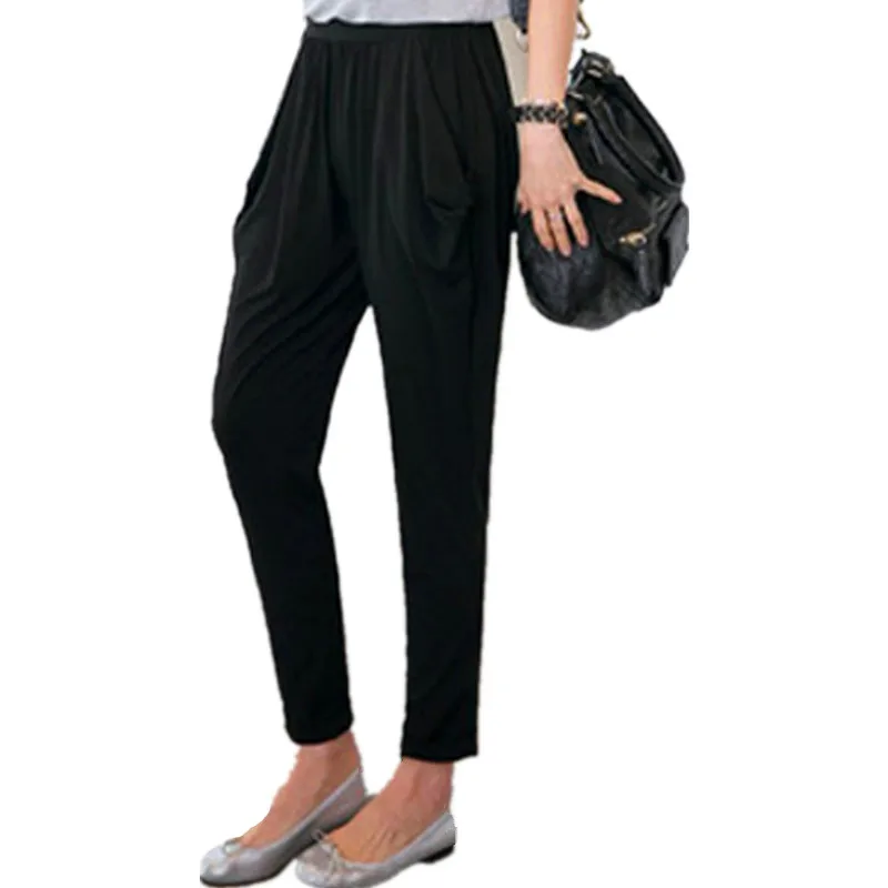 Woman Capris Big size 8xl Soft Milk Silk Stretch Harem Pants Female Summer Breeches For Women Leisure Ankle Length Trousers Woman Capris Big size 8xl Soft Milk Silk Stretch Harem Pants Female Summer Breeches For Women Leisure Ankle Length Trousers