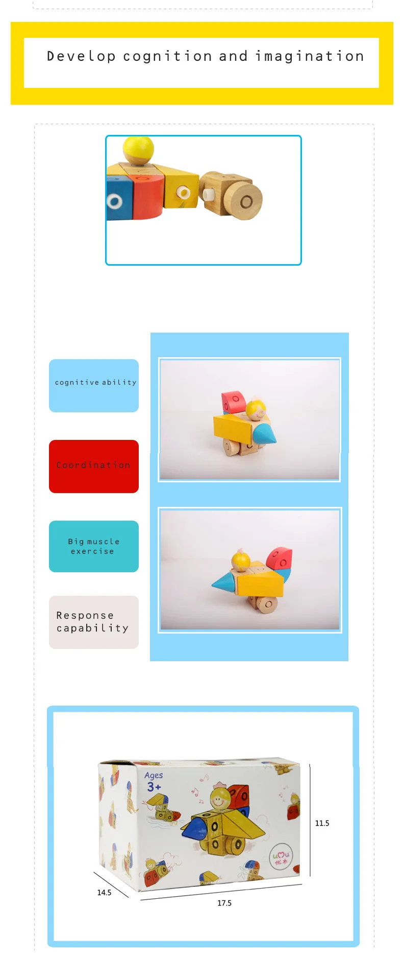 Деревянные детские собранные головоломки строительные блоки игрушка форма распознавание цвета несколько сборки комбинации