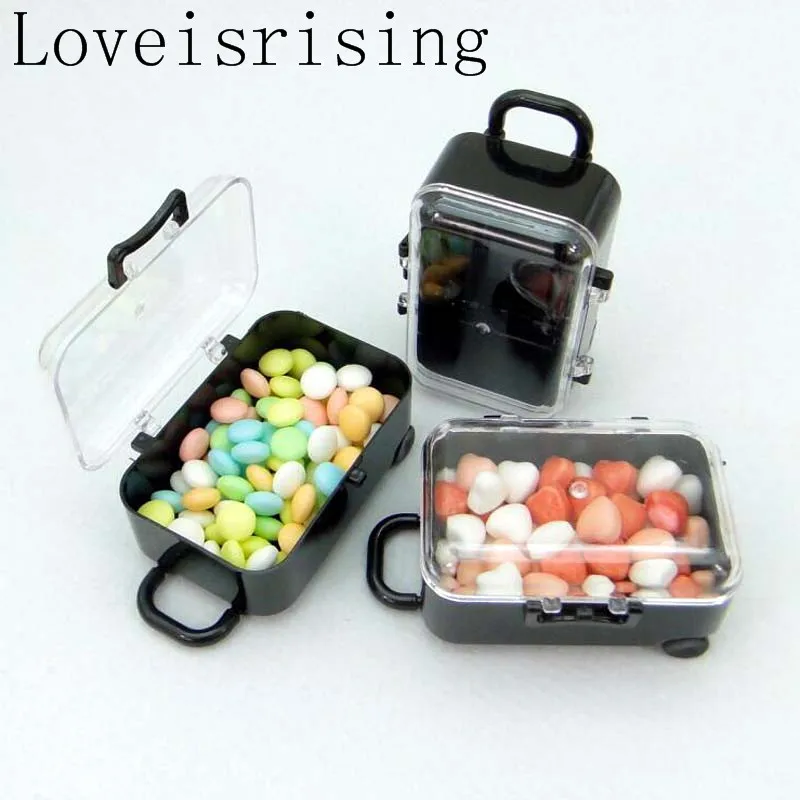 

10pcs/24pcs Mini Rolling Travel Suitcase Plastic Candy Boxes Wedding Gift Favor Box Baby Shower Birthday Party Decoration