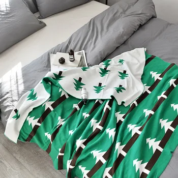 

Christmas Tree Cotton Knitted Blanket Soft Throw Towel Modern Bedding Blanket for Adults Kids Baby Couch Travel Cobija Cobertor