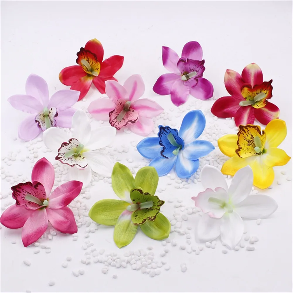 

2pcs/lot 10cm Silk Gradient Orchid Artificial Flower Head For Wedding Decoration DIY Wreath Gift Scrapbooking Fake Flower