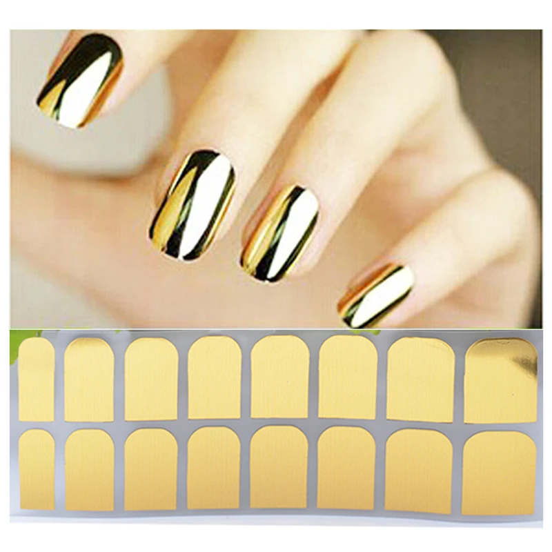 

1 Sheet Gold Silver Black Smooth Metal Nail Sticker Patch Foils Armour Adhesive Full Wraps Mirror Manicure Nail Art Decorations