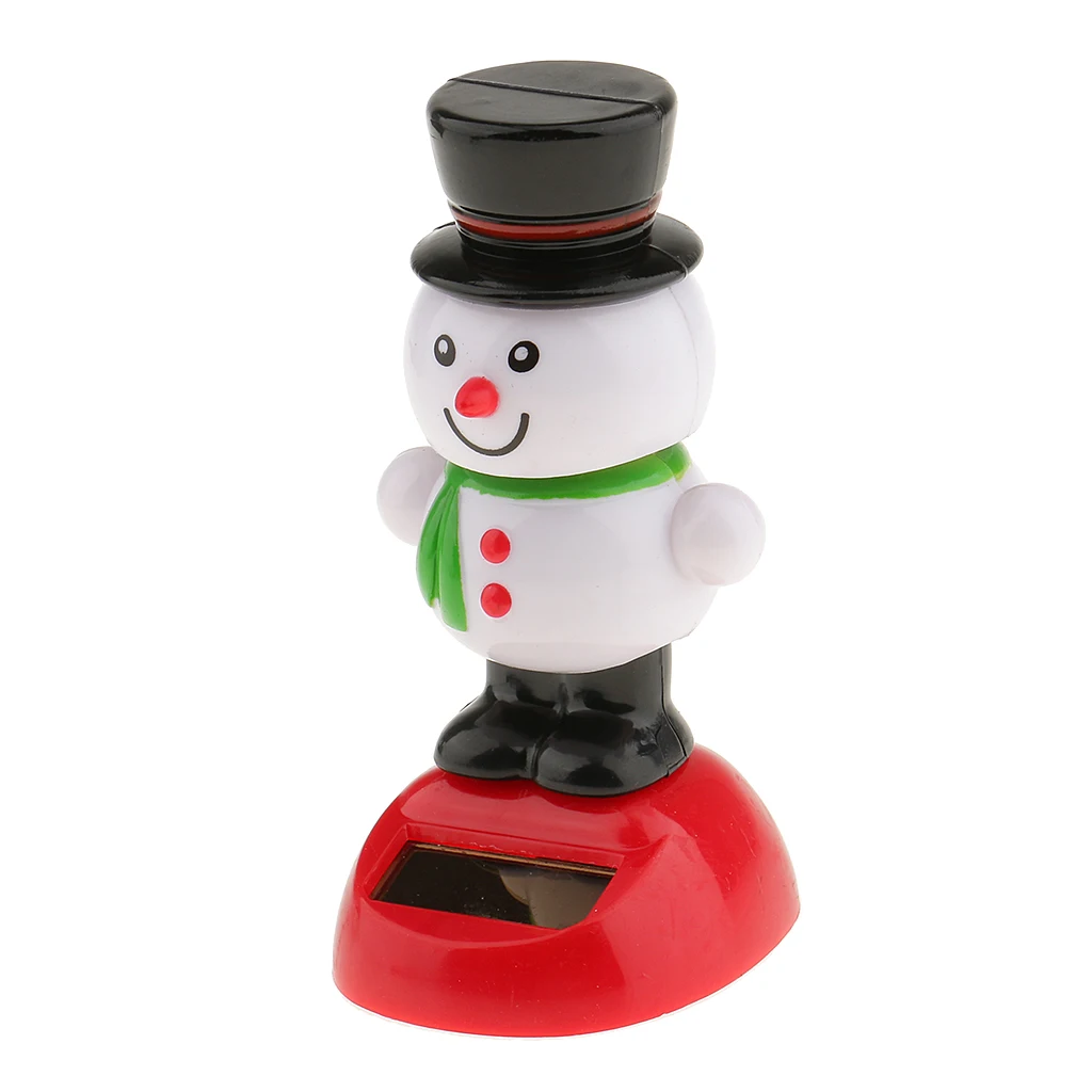 2x Cute Car Dashboard Ornament Solar Powered Dancing Figurine Christmas Decor Home Office Car Window Display - Snowman&Reindeer