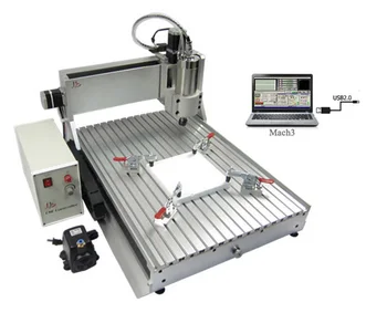 

3axis cnc milling 6040 800W spindle PCB engraving machine USB port with cutter collet clamp vise drilling