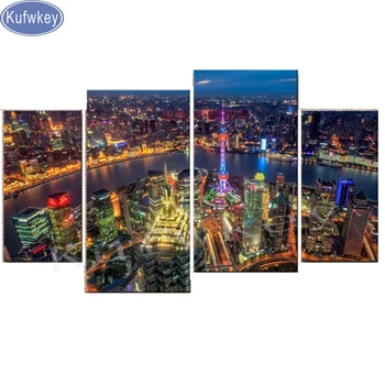 

Full Square 5D DIY Diamond Painting"Las Vegas night "Embroidery 3d Cross Stitch Mosaic Painting stickers art 5 pcs