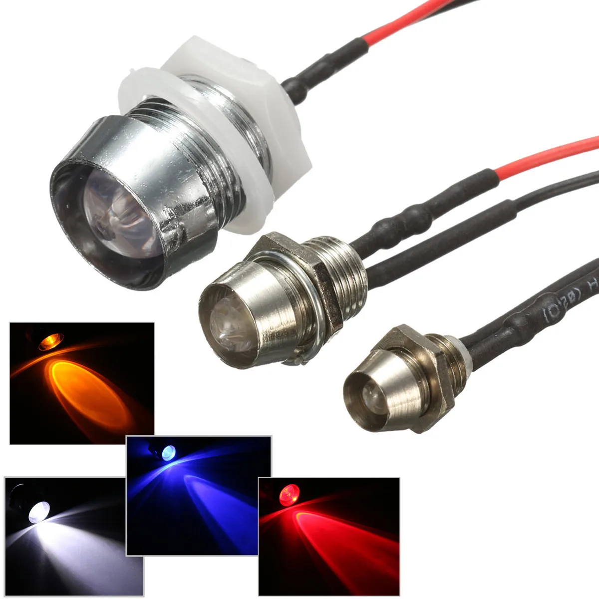 

10Pcs 3mm 5mm 10mm 12V Pre-Wired Water Clear LED Brightness Constant Led Bulbs Cable Prewired Led Lamp Metal Holders