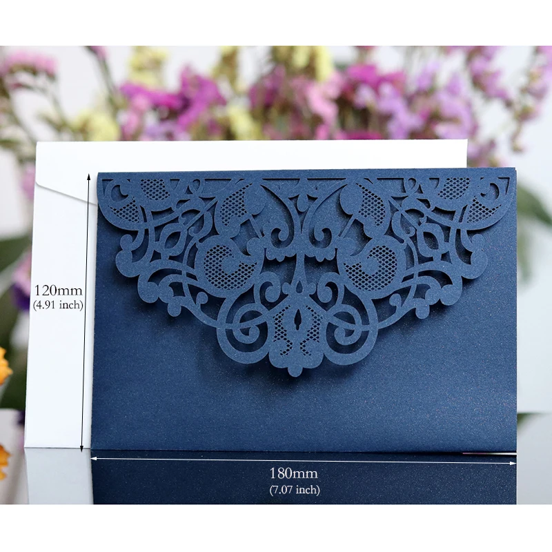 25pcs Elegant Laser Cut Wedding Invitation Cards Greeting Card Lace Favor Print Business With RSVP Cards Decor Party Supplies