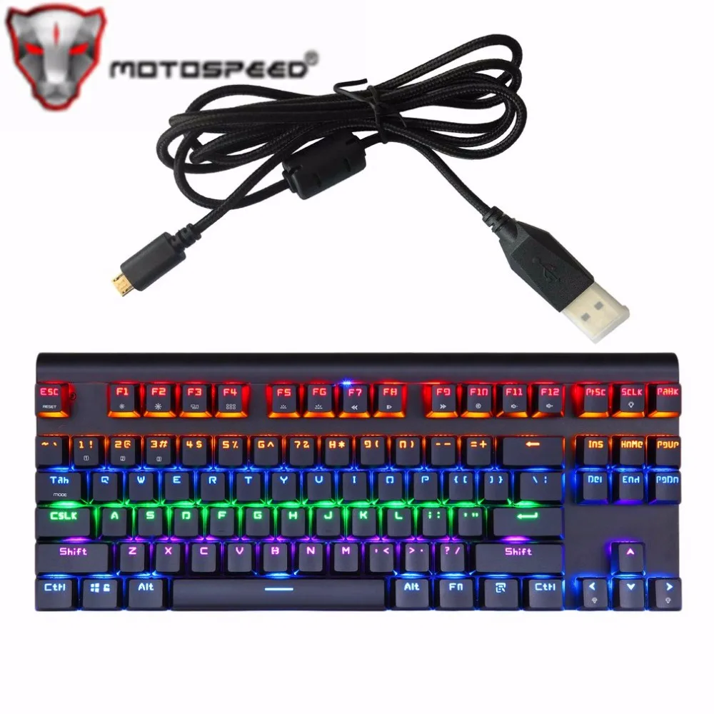 

Motorspeed Bluetooth USB Wired Mechanical Keyboard 87 Keys Real RGB Backlight Blue Switch For Laptop Desktop for Gamer Computer