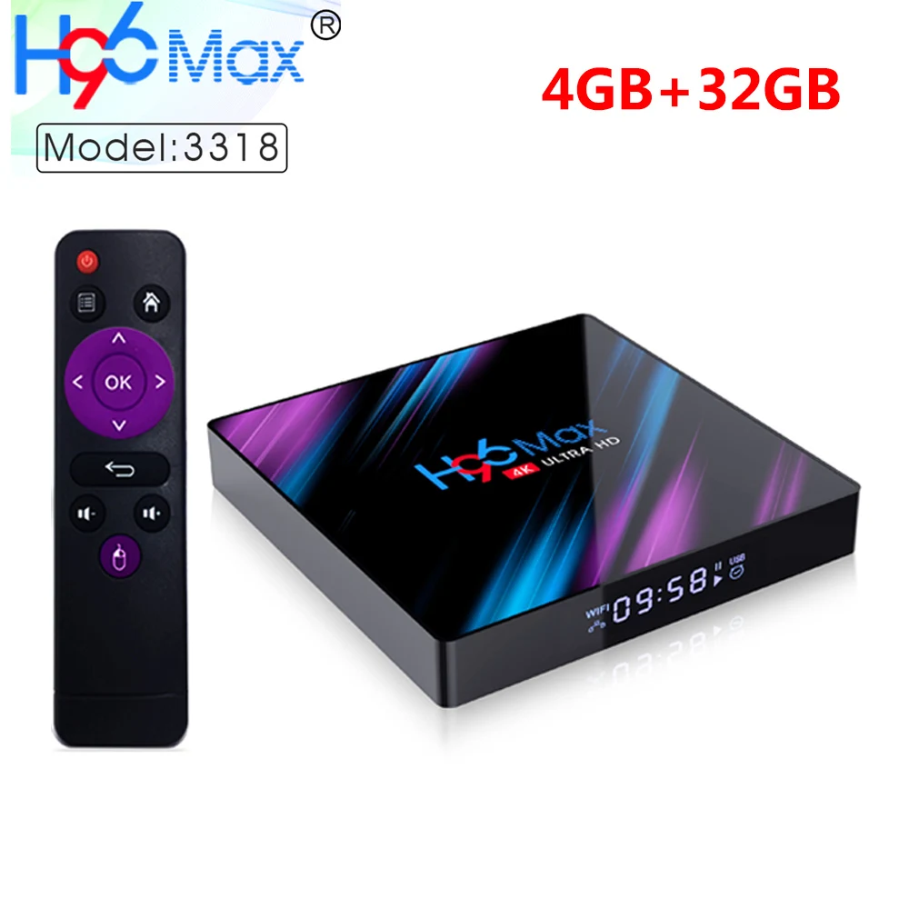 H96 MAX Smart tv Box Android 9,0 2 ГБ 4 ГБ ОЗУ 16 ГБ 32 ГБ 64 Гб ПЗУ 2,4G 5G WiFi Bluetooth 4,0 медиаплеер RK3318 4K HD телеприставка - Цвет: only 4GB 32GB TV box