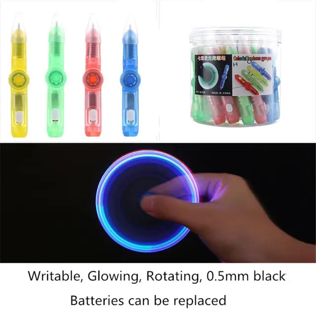 LED Spinning Pen Ball Pen Fidget Spinner Hand Top Glow In Dark Light EDC Stress Relief Toys Kids Toy Gift School Supplies 5