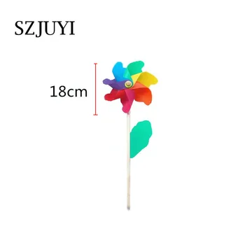 

10Pcs/lot 18cm colorful windmill wood photography photography color traditional windmill children's toys