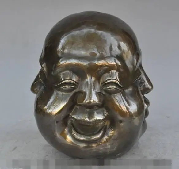 

S3572 8" china buddhism bronze Happy Glad Anger Sad 4 Mood Maitreya Buddha head statue