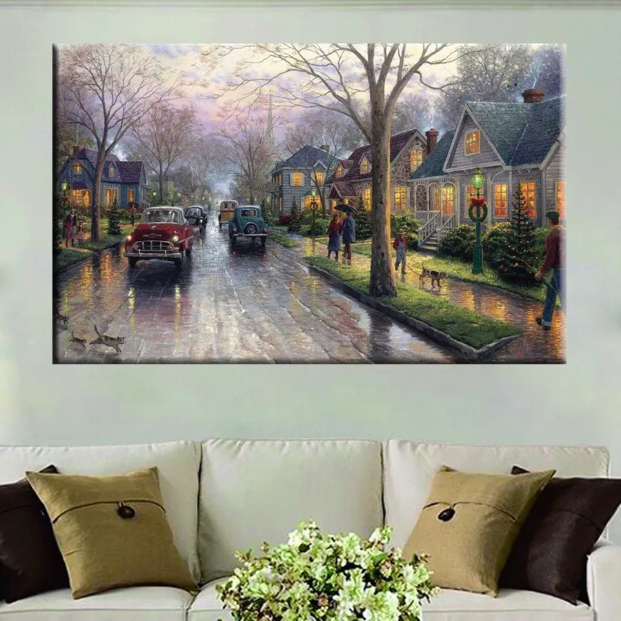 Custom Romatic Street Cityscape Posters and Prints Canvas Paintings for