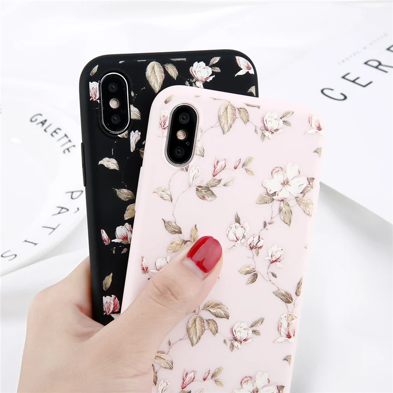 Lovebay Phone Case For iPhone 6 6s 7 8 Plus X XR XS Max 5 5s SE Fashion Cute Cartoon Beautiful Flower Soft TPU For iPhone X Case