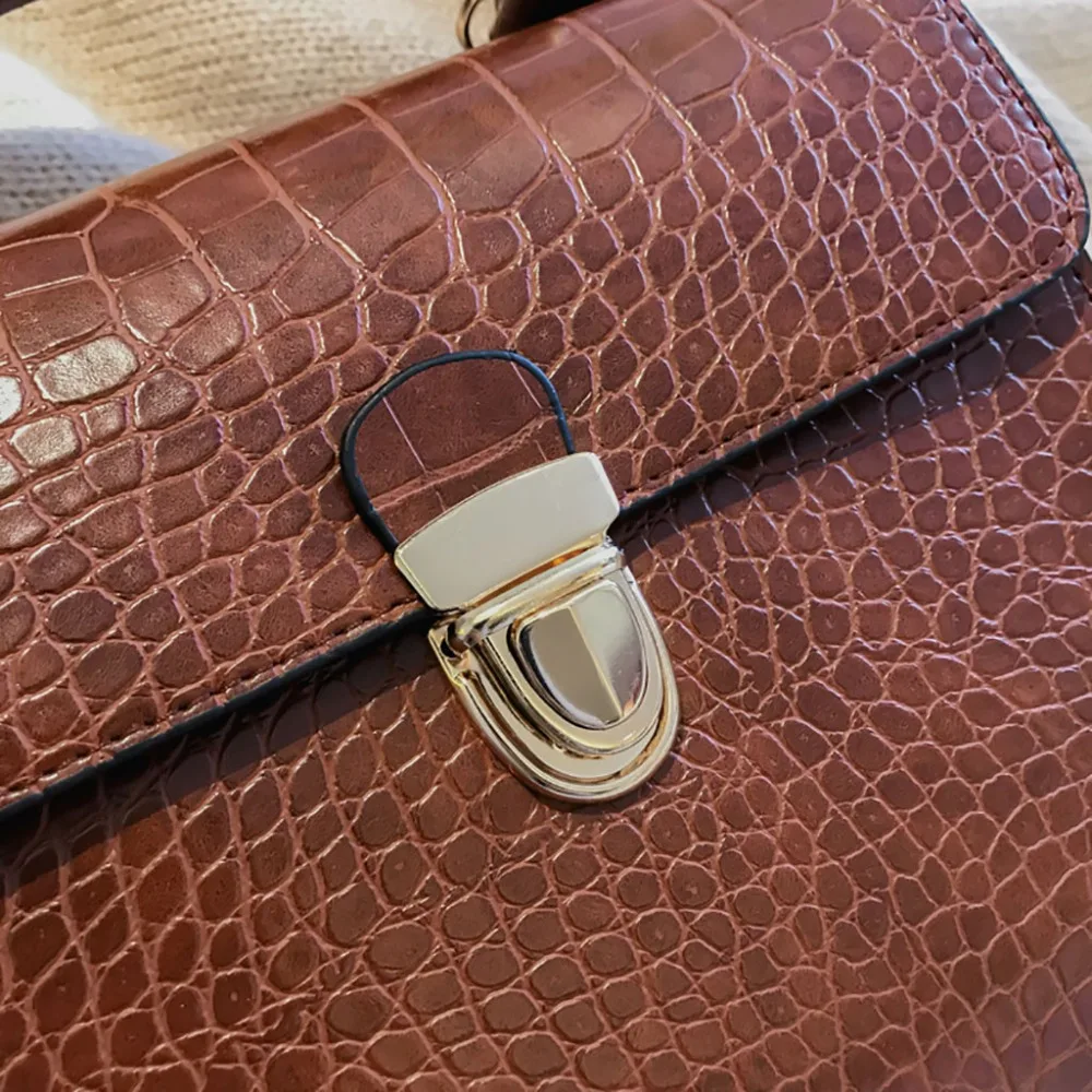 Новинка года leemrgu модная однотонная коричневая сумка для женщин monedero Женская винтажная сумка под крокодилью кожу дикая сумка через плечо мессенге