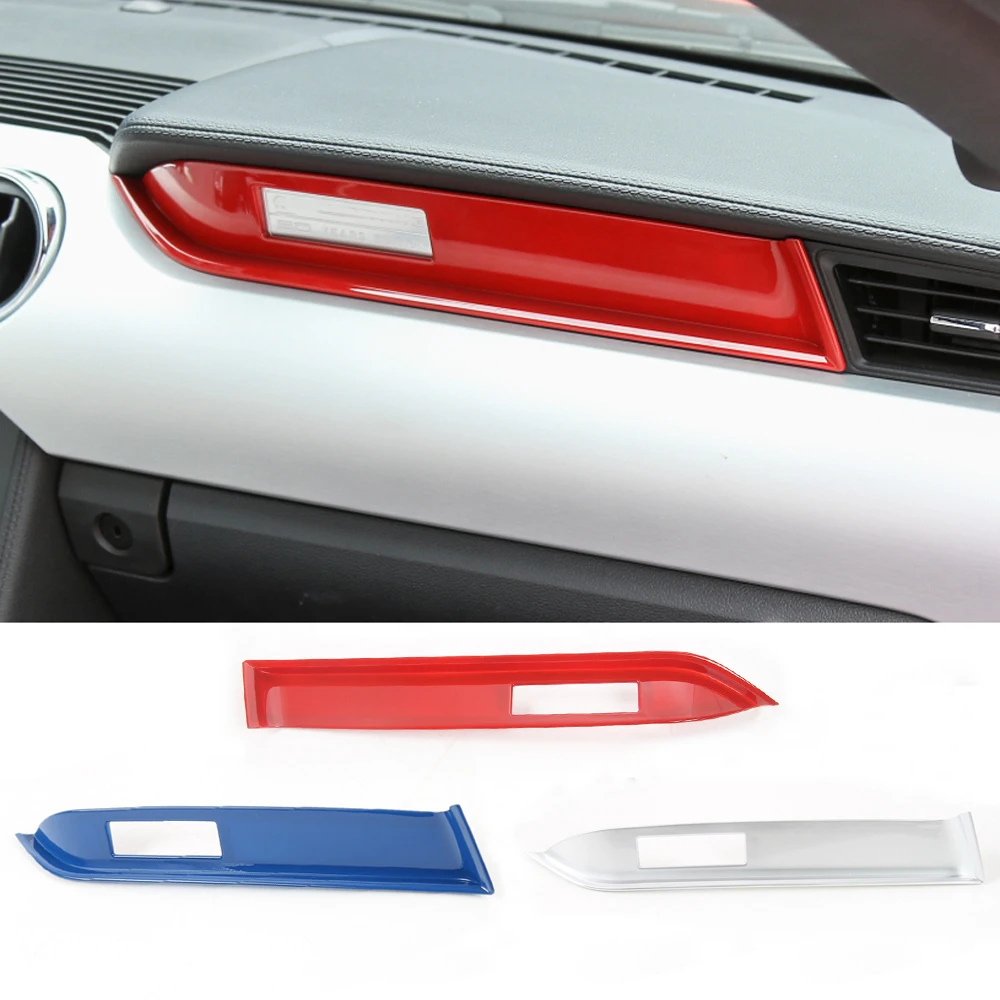 

Red/ Blue/ Silver ABS Dashboard Copilot Cover Trim Sticker Decor Frame For Ford Mustang 2015 2016 Car Interior Moulding Styling