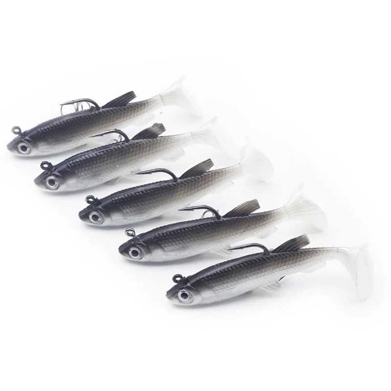 1pcs Artificial fake fishing lure Double hook Fishing lure Black back white belly bag lead fish