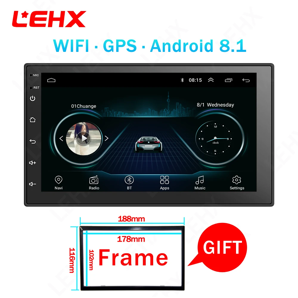 

LEHX 2 Din Car Radio Android 8.1 Universal GPS Navigation Car Multimedia Player Bluetooth Touchscreen Wifi For Toyota NISSNA KIA