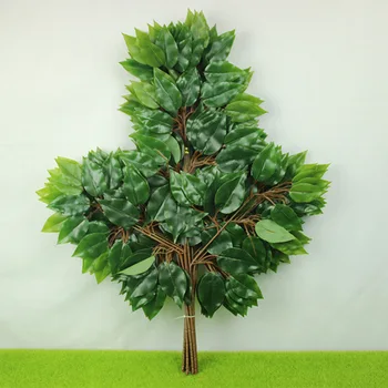 

12pcs Decorative artificial banyan tree leaves fake Ficus microcarpa leaves
