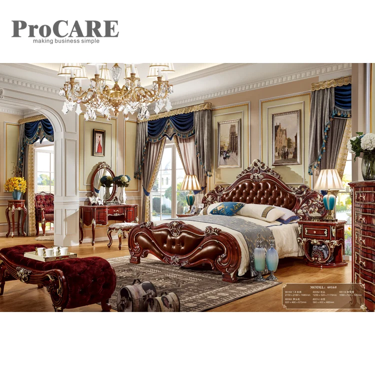 elegant solid wooden carved bed designs furniture king size wood bed design - 6016