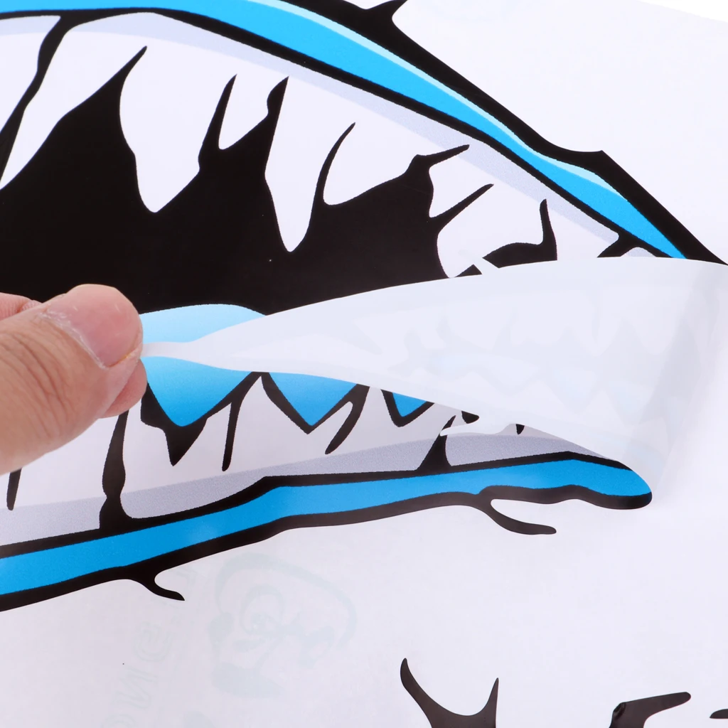 2 Pieces Waterproof Shark Teeth Mouth Decals Sticker for Kayak Canoe Fishing Inflatable Boat Surfboard Car Bumper Laptop Window