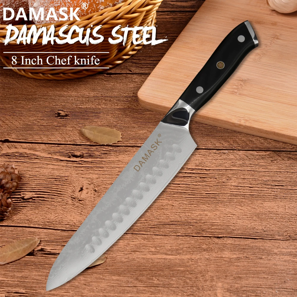 

DAMASK 8 Inch Kitchen Knife Japan Damascus Steel Knives VG10 67 Layers Chef Knife Meat Vegetable Cutter Cooking Knife Tools