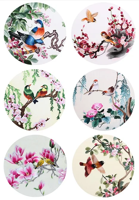 

DIY 100% Mulberry Silk Suzhou Embroidery Sets Printed Patterns Needlework Kits Beginner's Sets Flowers and birds 25cm*25cm