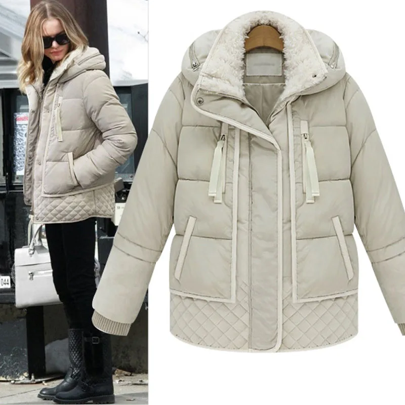 Зимняя куртка женская 2018 теплая белая пуховик большого размера|coat down|coat for womencoat