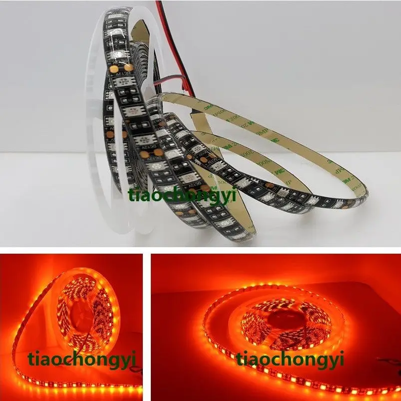5 м оранжевый 600nm SMD 5050 300 светодиоды полосы света лампы 12VDC Black PCB водонепроницаемый