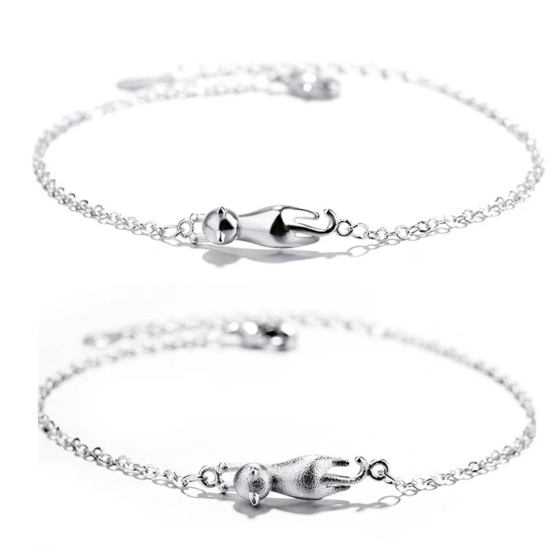 Стерлингового серебра 925 Cat очарование Браслеты и браслеты для Для женщин Модные украшения Свадебная вечеринка подарок Pulseira feminina SL259