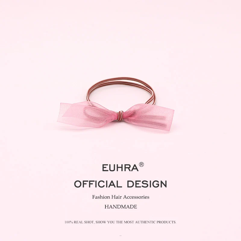 

Euhra 5 Colors Elastic Hair Bands Chiffon Bow-Know Headwear For Girls and Women Candy Color Handmade Hair Accessories Hairband