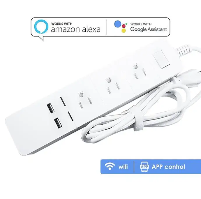 Tuya Smart WiFi Power Strip smart US plug Переключатель перегрузки защита от перенапряжения 3