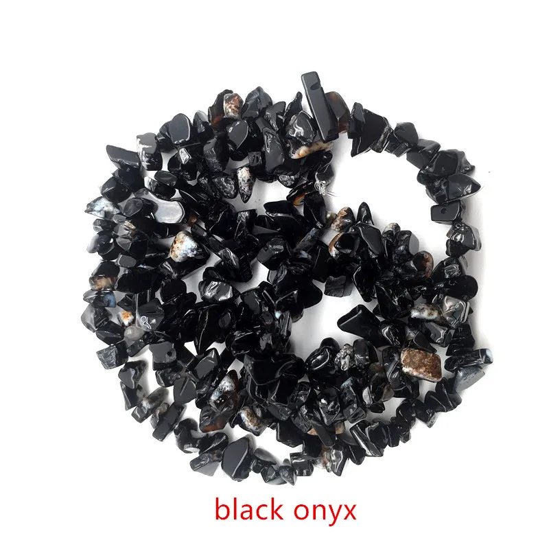 16 дюймов натуральный камень Бусины чипсы 5-8 мм Нерегулярные кристалл агатовый гравий бусины Diy браслет для ювелирных изделий HK058 - Цвет: Black onyx